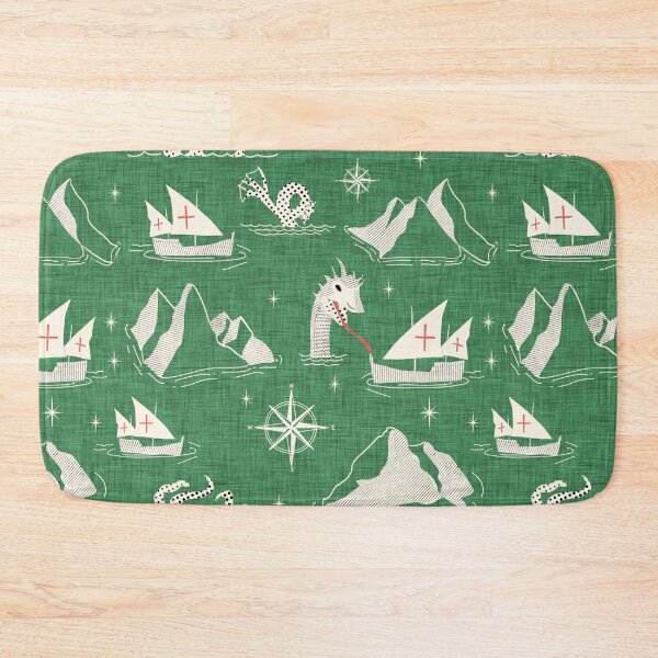 Item preview, Medieval Nautical Sea Creatures Map Green designed and sold by susycosta.
