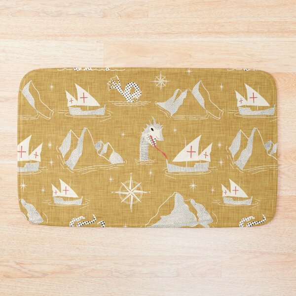 Item preview, Medieval Nautical Sea Creatures Map Yellow designed and sold by susycosta.