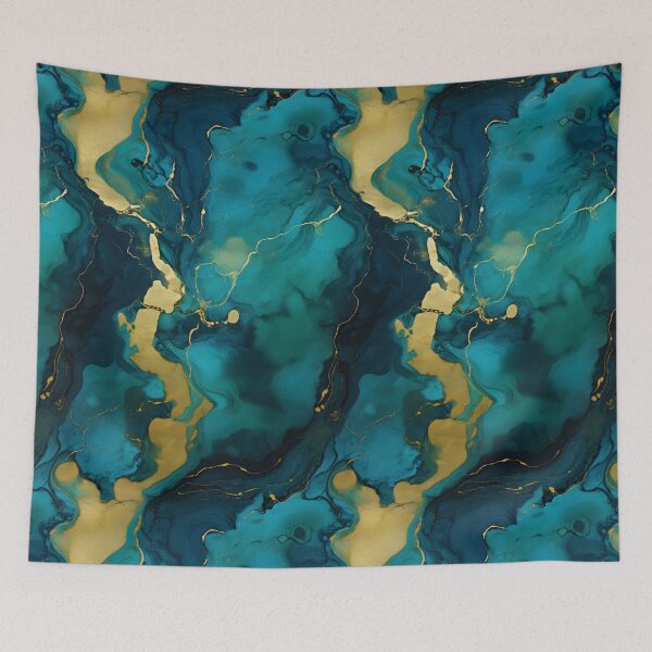 Item preview, Blue and Gold Seamless Repeating Marble Tile Pattern designed and sold by PeteRascal.
