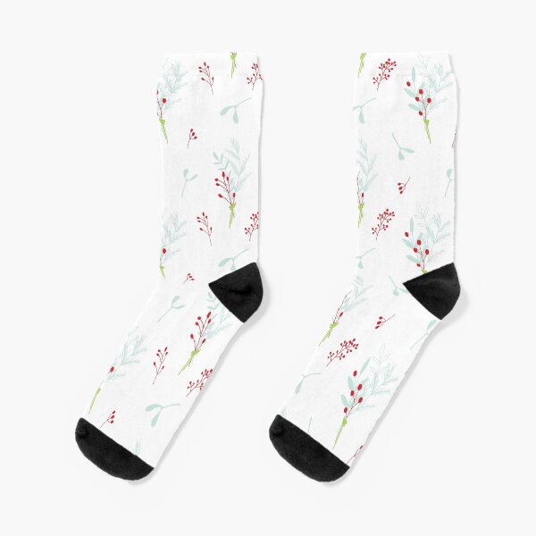 Winter foliage all over pattern in soft pastel shades Socks