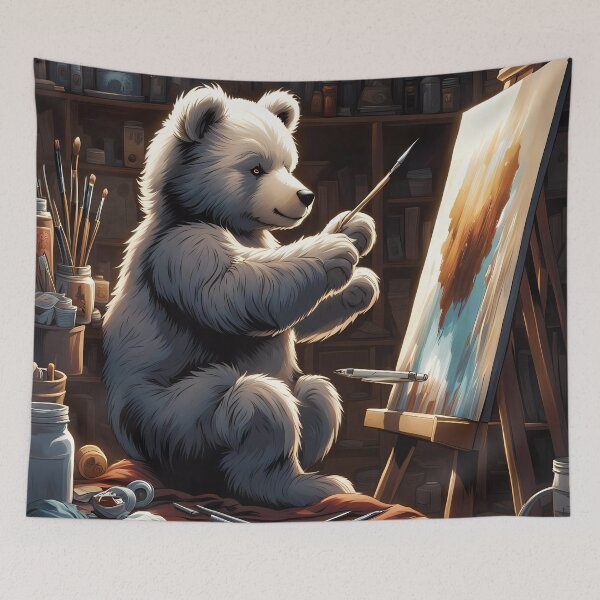 Item preview, Teddy as an artist painting on a canvas designed and sold by Colin Bentham.