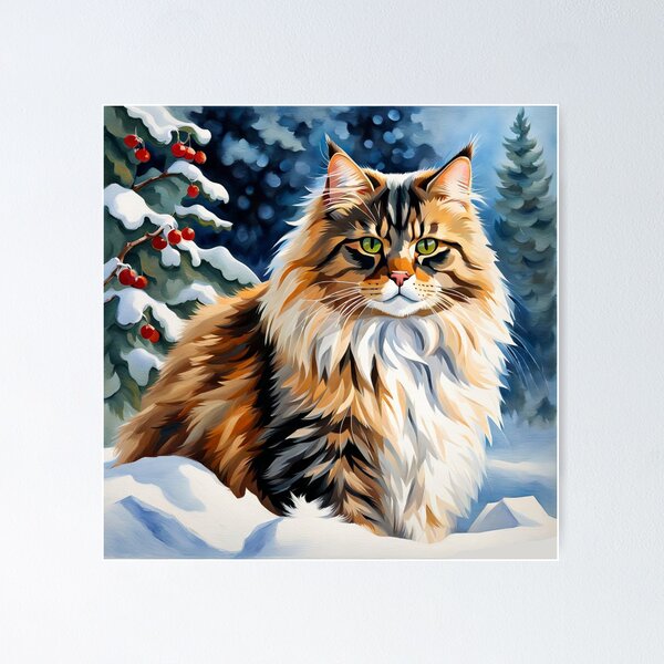 Christmas cat portrait Poster