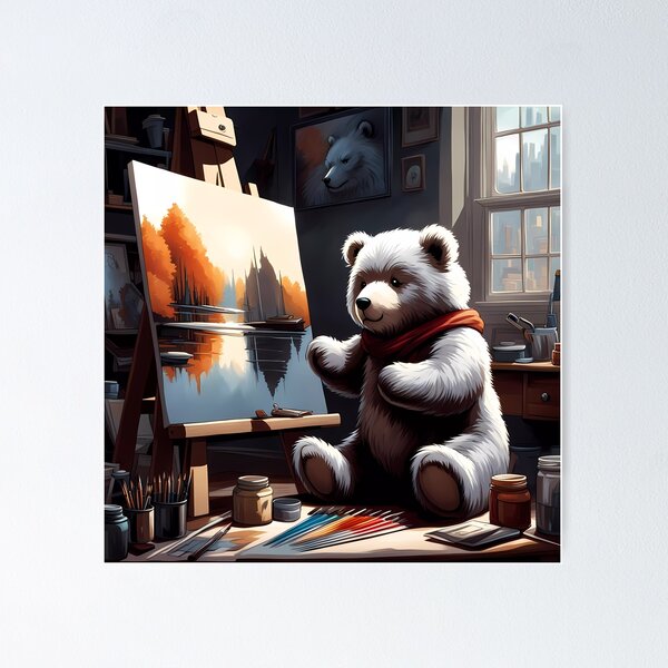 Item preview, Teddy as an artist painting on a canvas designed and sold by Colin Bentham.