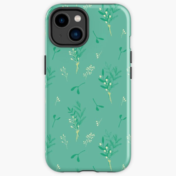 Winter foliage all over pattern on a mint green background iPhone Tough Case