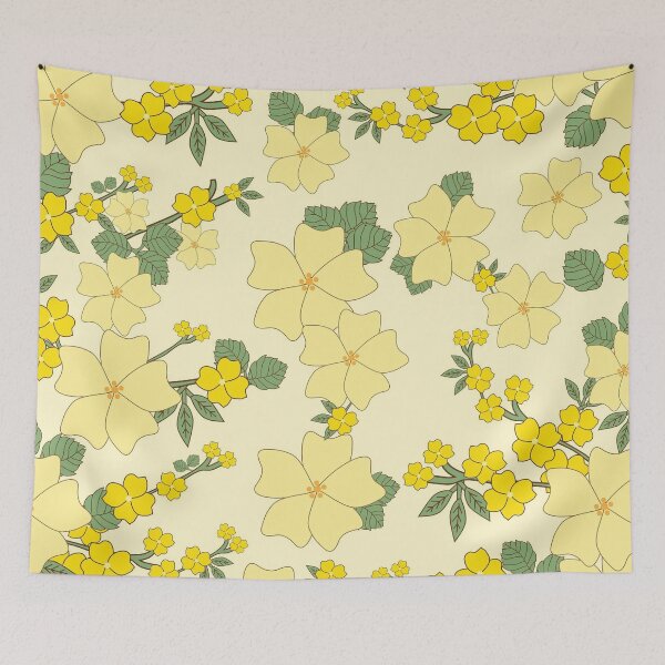 Item preview, Yellow flowery pattern designed and sold by SatuStudio.