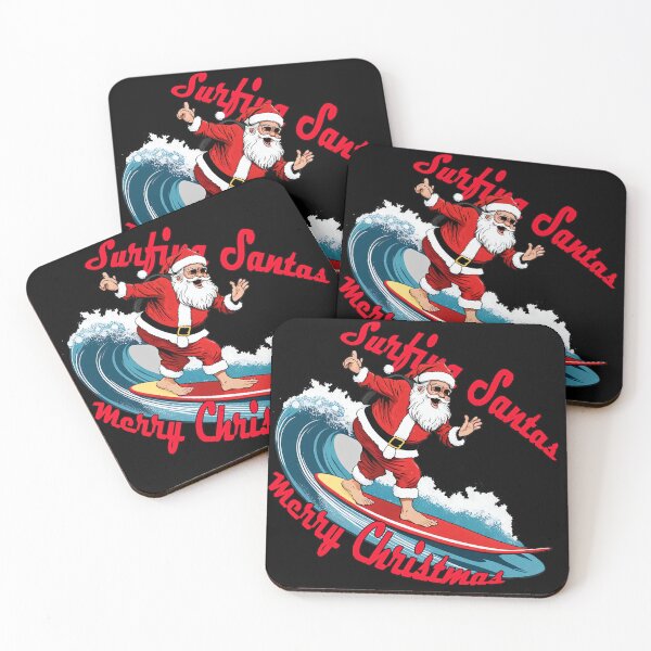 Item preview, Retro Surfing Santa. Merry Christmas.  Vintage Santa riding Waves  designed and sold by leyfinder.