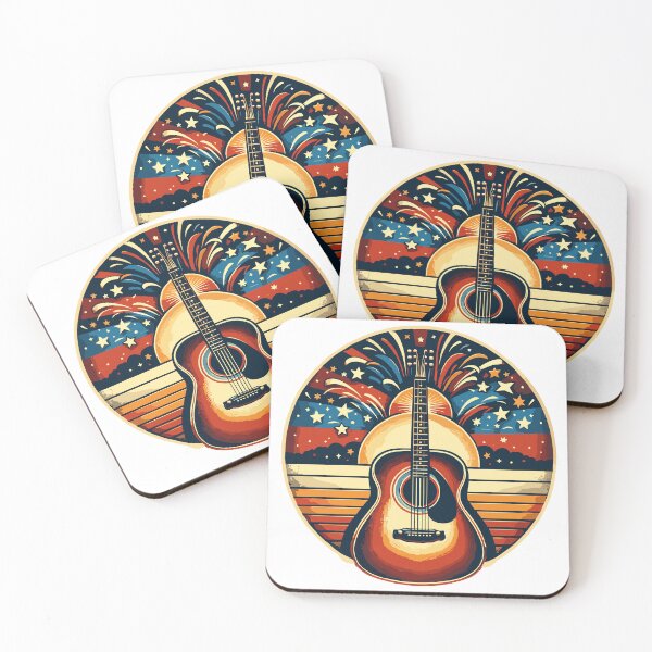 Item preview, Guitar with fireworks in a vintage look designed and sold by LongIslandDesgn.