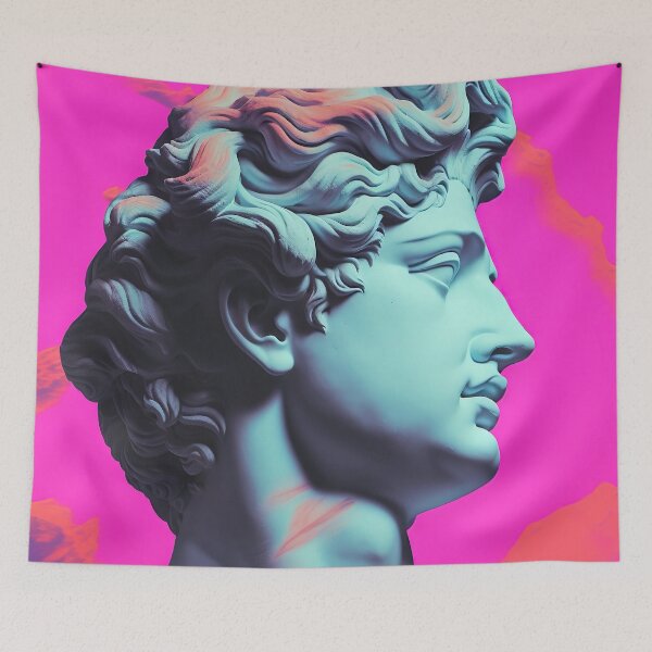 Item preview, Retro Resonance: Antique Bust in Synthwave Glow designed and sold by Mullet Monkey.