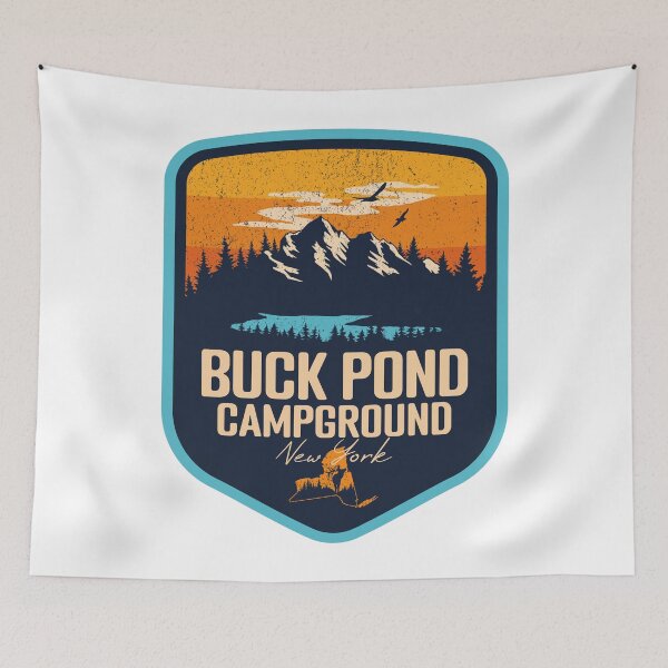 Item preview, Buck Pond Campground New York - NY Sunset Grunge Texture Badge Forest and Wilderness  designed and sold by mountainfad.