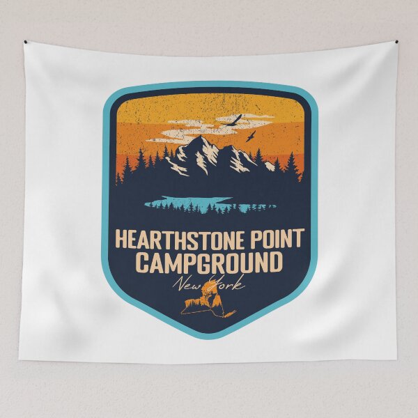 Item preview, Hearthstone Point Campground New York - NY Sunset Grunge Texture Badge Forest and Wilderness  designed and sold by mountainfad.