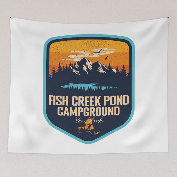 Item preview, Fish Creek Pond Campground New York - NY Sunset Grunge Texture Badge Forest and Wilderness  designed and sold by mountainfad.