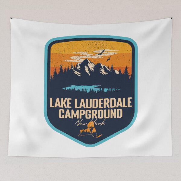 Item preview, Lake Lauderdale Campground New York - NY Sunset Grunge Texture Badge Forest and Wilderness  designed and sold by mountainfad.