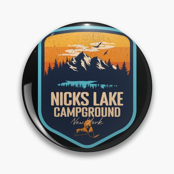 Item preview, Nicks Lake Campground New York - NY Sunset Grunge Texture Badge Forest and Wilderness  designed and sold by mountainfad.