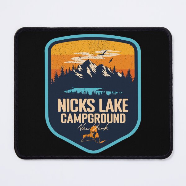 Item preview, Nicks Lake Campground New York - NY Sunset Grunge Texture Badge Forest and Wilderness  designed and sold by mountainfad.