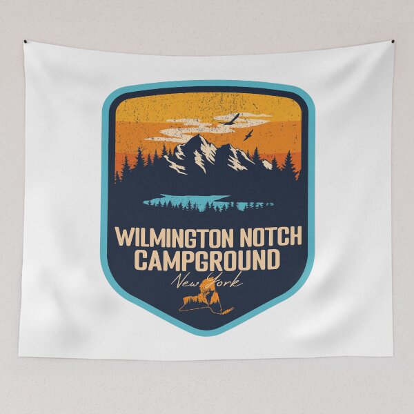 Item preview, Wilmington Notch Campground New York - NY Sunset Grunge Texture Badge Forest and Wilderness  designed and sold by mountainfad.