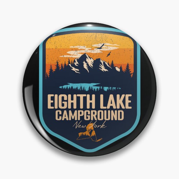 Item preview, Eighth Lake Campground New York - NY Sunset Grunge Texture Badge Forest and Wilderness  designed and sold by mountainfad.