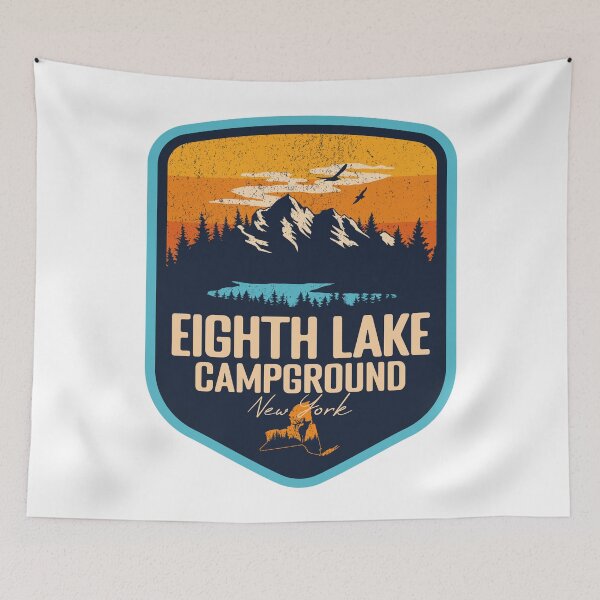 Item preview, Eighth Lake Campground New York - NY Sunset Grunge Texture Badge Forest and Wilderness  designed and sold by mountainfad.