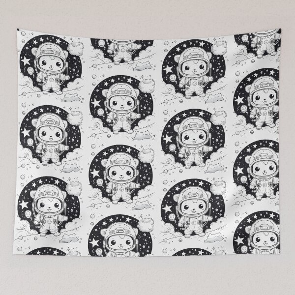 Item preview, AstroCartoon Explorer: Cosmic Charm in Monochrome designed and sold by ANcestrume.
