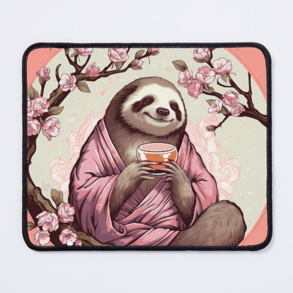 Item preview, Cute sloth is having lazy tea party, in old Japanese anime style designed and sold by WallyPink.