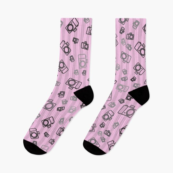 Item preview, Feminine Flair: Seamless Camera Delight on Pink Stripes designed and sold by Photography Inspired.