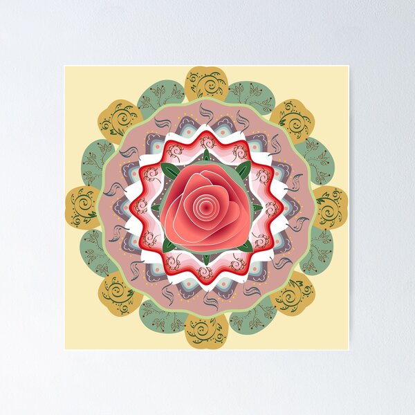 Aperçu de l'œuvre Fleur rose comme ornement de mandala créée et vendue par katartcreative.