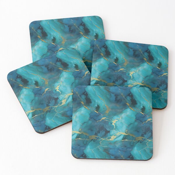 Item preview, Blue and Gold Seamless Repeating Marble Tile Pattern designed and sold by PeteRascal.