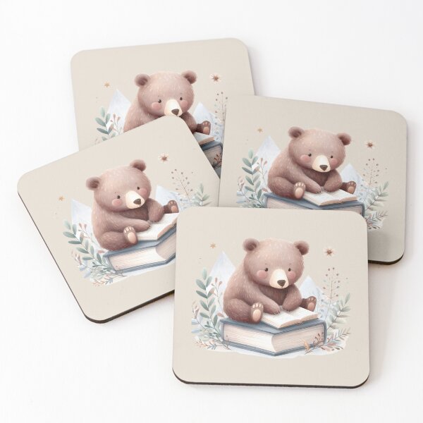 Item preview, BR06 Bear, reading, book designed and sold by onenatureplace.
