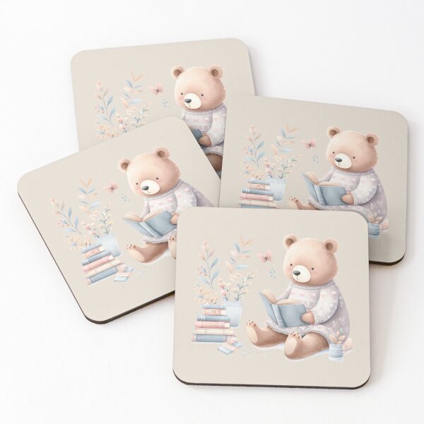 Item preview, BR07 Bear, reading, book designed and sold by onenatureplace.