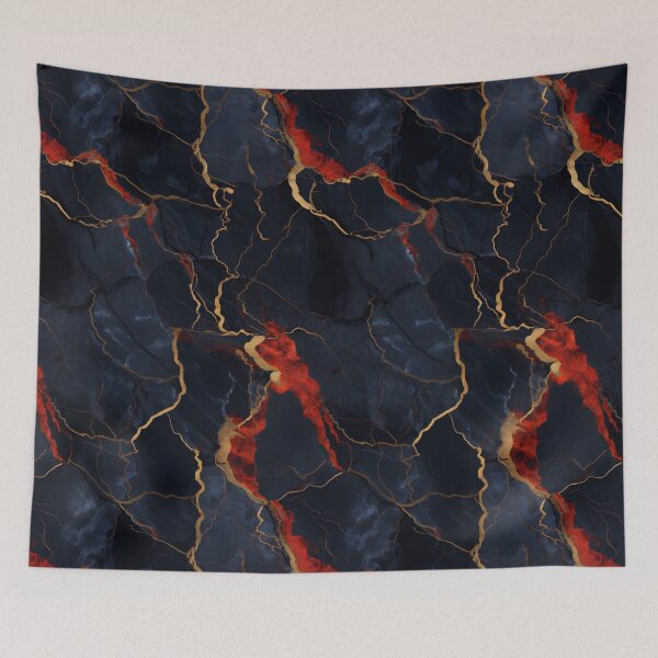Item preview, Blue, Red and Gold Seamless Repeating Marble Pattern designed and sold by PeteRascal.
