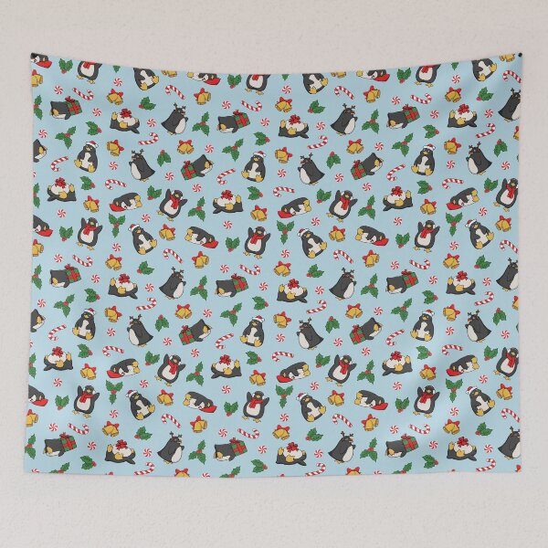 Item preview, Adorable Penguin Christmas Pattern in Blue designed and sold by rageofthenerd.