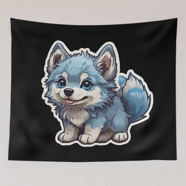Item preview, Cute Kawaii Blue Wolfdog Puppy designed and sold by MindSmith.
