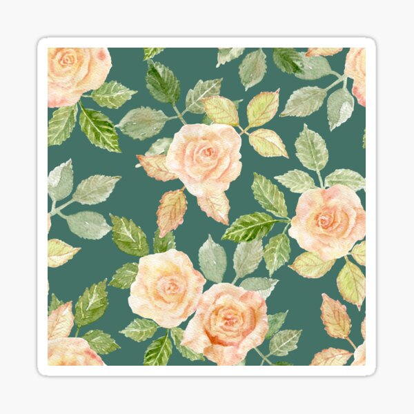 Sweet roses on Hooker's green Sticker