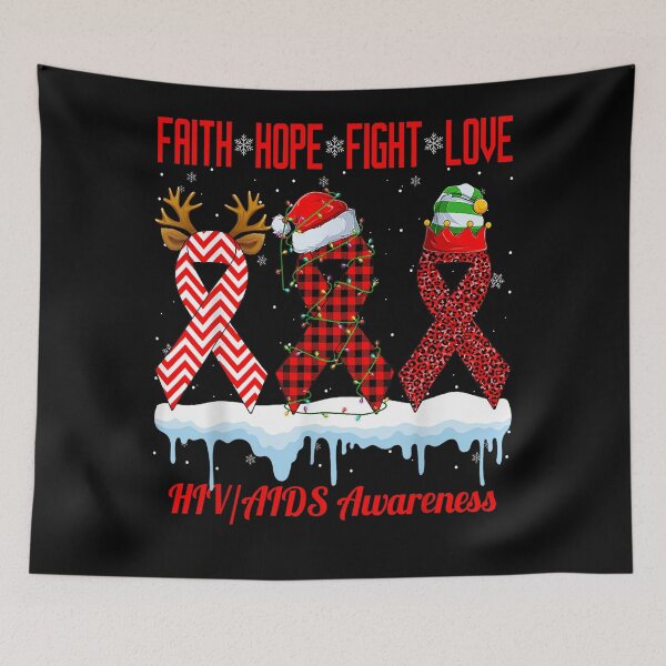Item preview, Faith Hope Fight Love HIV AIDS Awareness Day Merry Christmas  (1) designed and sold by EagmianPheolea.