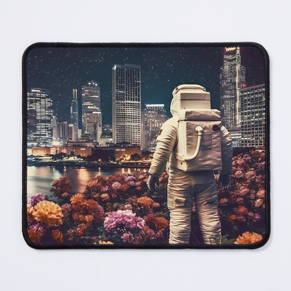 Item preview,  Astronaut Among City Lights and Midnight Blooms, Urban Cosmos, Midnight Flowers,ans stars designed and sold by The-Moonart.