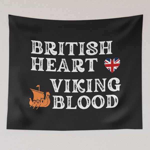 Item preview,  British Heart Viking Blood. White text. Gift ideas for historical enthusiasts. designed and sold by LindaLG.