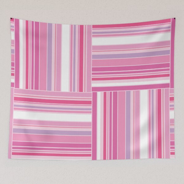 Item preview, Multi-Stripe Checker Board-Bubble Gum Palette-Retro Look Striped Grid designed and sold by Annette Chabidon Studio.