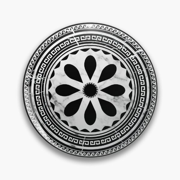 Item preview, Black White Marbleized Floral Design Greek Key designed and sold by Yiorgos Designs.