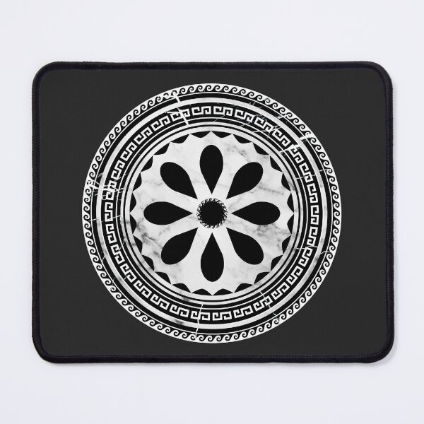 Item preview, Black White Marbleized Floral Design Greek Key designed and sold by Yiorgos Designs.