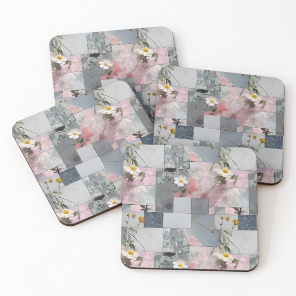 Item preview, Pastel Petals and Concrete Geometry - an Urban Botanic Abstraction Pattern designed and sold by Dazzling Studio Art.