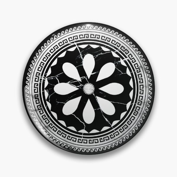 Item preview, White Black Marbleized Floral Design Greek Key designed and sold by Yiorgos Designs.