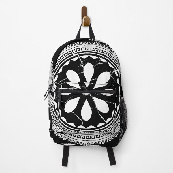 Item preview, White Black Marbleized Floral Design Greek Key designed and sold by Yiorgos Designs.