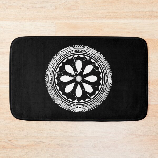 Item preview, White Black Marbleized Floral Design Greek Key designed and sold by Yiorgos Designs.