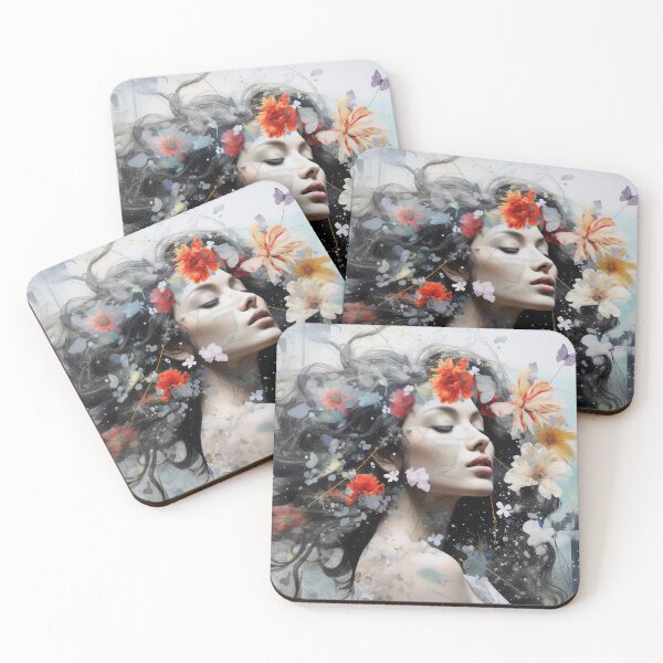 Item preview, Goddess with Pastel Petals and Concrete Geometry - an Urban Botanic Abstraction designed and sold by Dazzling Studio Art.
