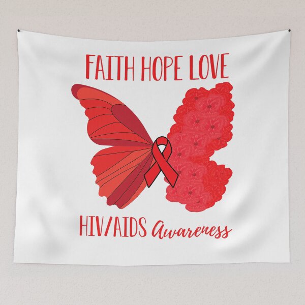 Item preview, Faith Hope Love HIV Aids Awareness Red Ribbon Butterfly designed and sold by EagmianPheolea.