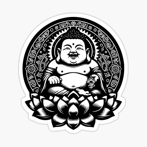 Item preview, Vintage happy mini Buddha with mandala designed and sold by bharuarts.