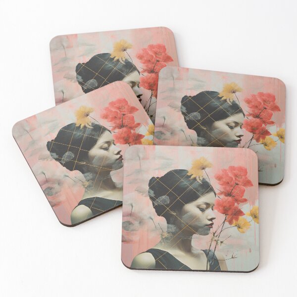 Item preview, Woman with Pastel Petals and Concrete Geometry - an Urban Botanic Abstraction designed and sold by Dazzling Studio Art.