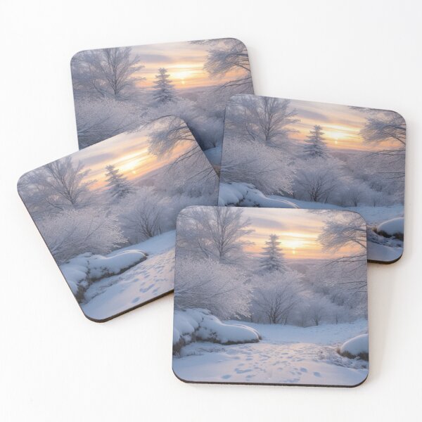 Item preview, snowy winter sunset landscape designed and sold by mikaws.