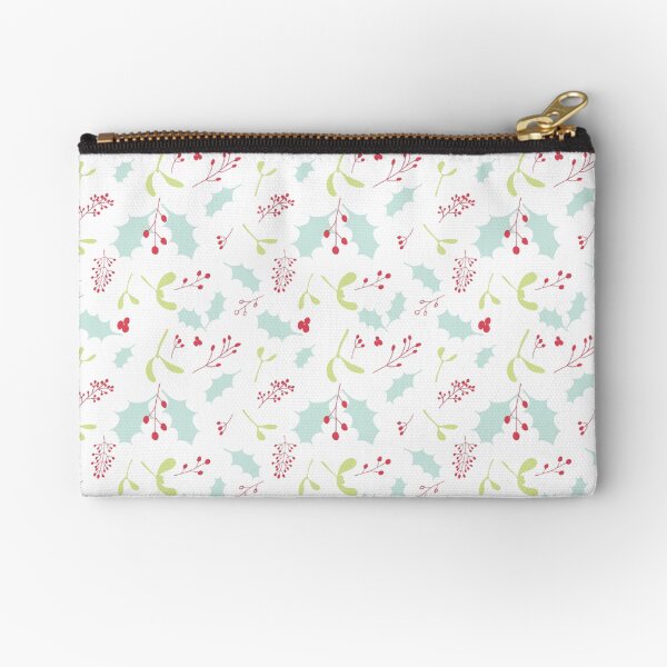 Holly and berries pattern in non traditional colours Zipper Pouch