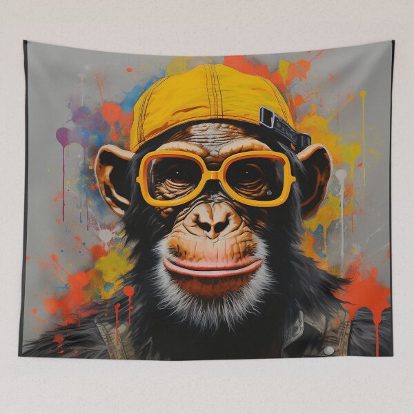 Item preview, Colorful Chimpanzee, chimpanzee in yellow glasses, pop art designed and sold by silent-violin.