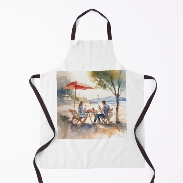 Artikelvorschau, Aquarellzeichnung eines Paares beim Picknick am Strand entworfen und verkauft von ailia-hikaru.